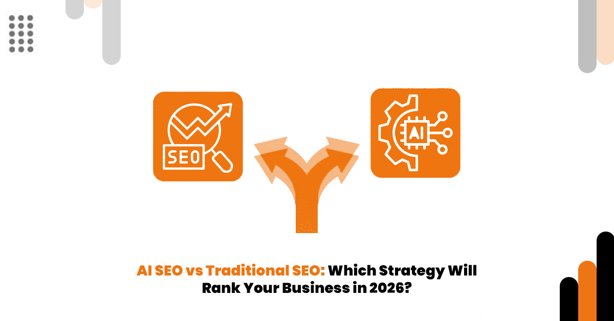 AI SEO vs Traditional SEO illustration showing search engine optimization, AI-powered search, semantic SEO, and digital marketing strategy by DigiKwic.