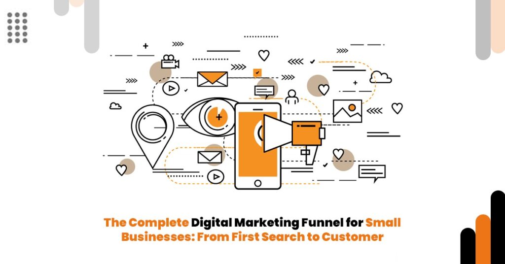 Digital marketing funnel showing awareness, consideration, conversion and retention stages