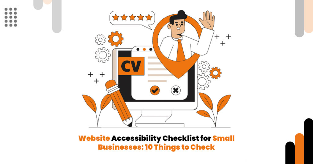 Website accessibility checklist covering keyboard navigation, readable text, image alt text, accessible forms, and mobile usability.